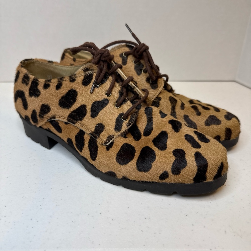 Leopard Print Lace-Up Shoes luisella Swiss made size 37